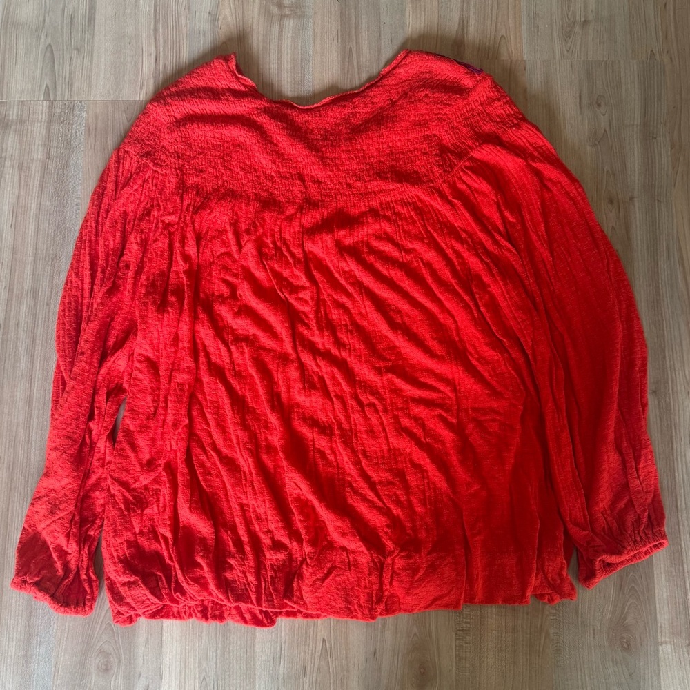 NWOT Free People Begonia Embroidered Boho Top Redโ Size Small - Picture 3 of 7